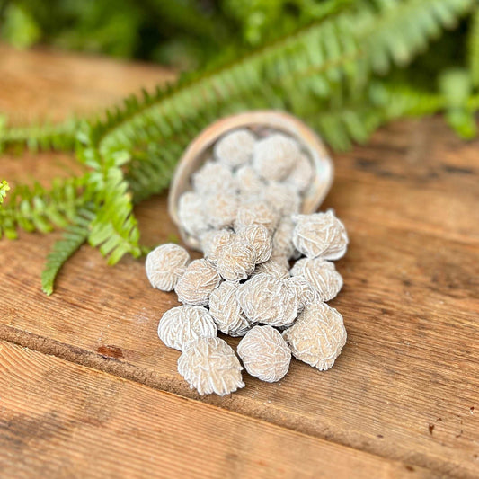 Desert Rose Crystal - A unique formation of Selenite and Barite, Desert Rose captures the essence of delicate beauty. This crystal is believed to promote mental clarity, grounding, and spiritual growth.