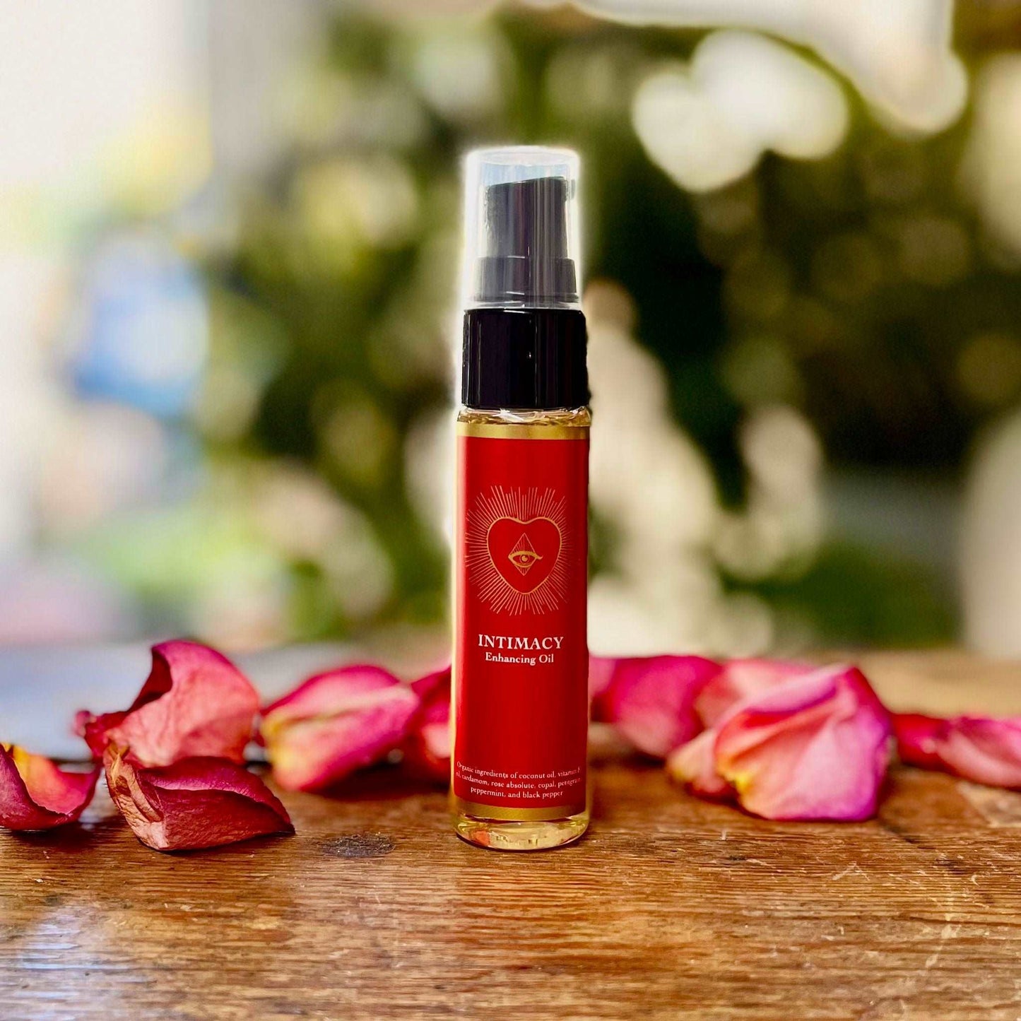 1 oz Intimacy Enhancing Oil with Organic Coconut Oil, Vitamin E Oil, and Sensual Organic Essential Oils of Copal, Petitgrain, Cardamom, Rose Geranium, Rose Absolute, Black Pepper, and Peppermint for Deepened Connection and Sensual Delight