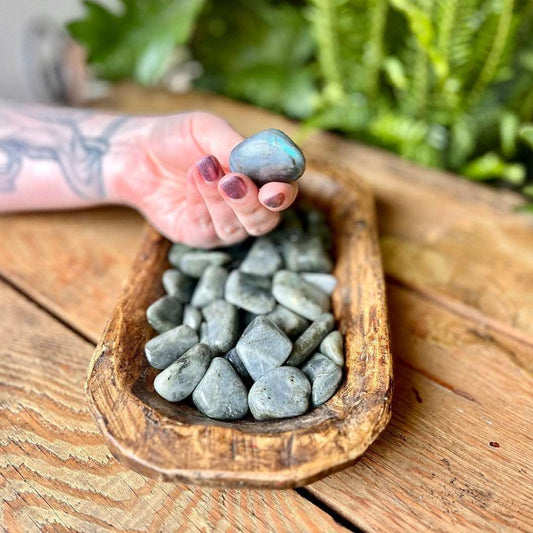 Labradorite Tumbled Crystal - Unleash the magical allure of Labradorite. Known for its iridescent play of colors, this crystal is thought to enhance intuition and protect against negativity. Embrace the enchanting energies of Labradorite.