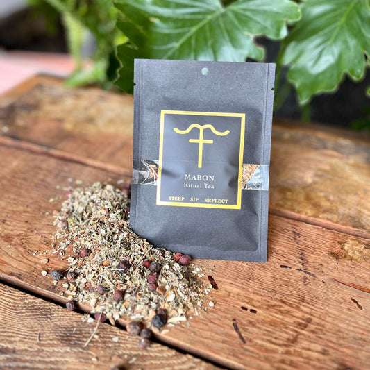 Sip the essence of the season with our Mabon | Fall Equinox Ritual Tea. This organic blend features hawthorn berry, ashwagandha, hawthorn leaf, cassia chips, linden flower, raspberry leaf, roasted dandelion root, and angelica root. Crafted to complement the autumnal energy of Mabon, this tea offers a harmonious blend of flavors for a soothing and grounding experience during your rituals and celebrations.