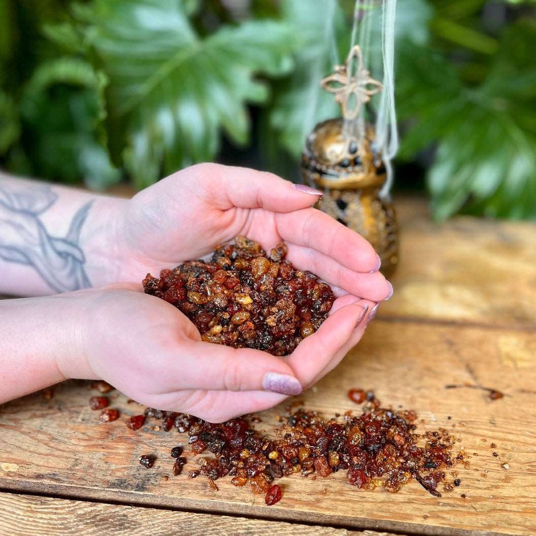 Embark on a journey of spiritual enrichment with our Myrrh Resin. Revered for its ancient and sacred qualities, Myrrh has been a symbol of purification and ritualistic use. This resin is known for its grounding aroma, often used to enhance meditation, purify spaces, and deepen spiritual connections. Immerse yourself in the mystique of Myrrh for a transformative and sacred experience.