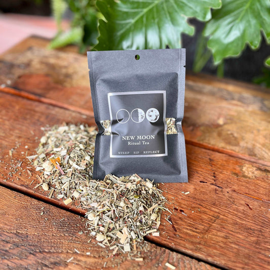 Set your intentions with our New Moon Intention Ritual Tea. This organic blend features lemongrass, rose hip, rosemary, peppermint, juniper flower, thyme, and dried orange. Crafted to align with the energy of the new moon, this refreshing and aromatic tea supports clarity and manifestation during your new moon rituals. Sip and manifest your intentions with this delightful infusion.