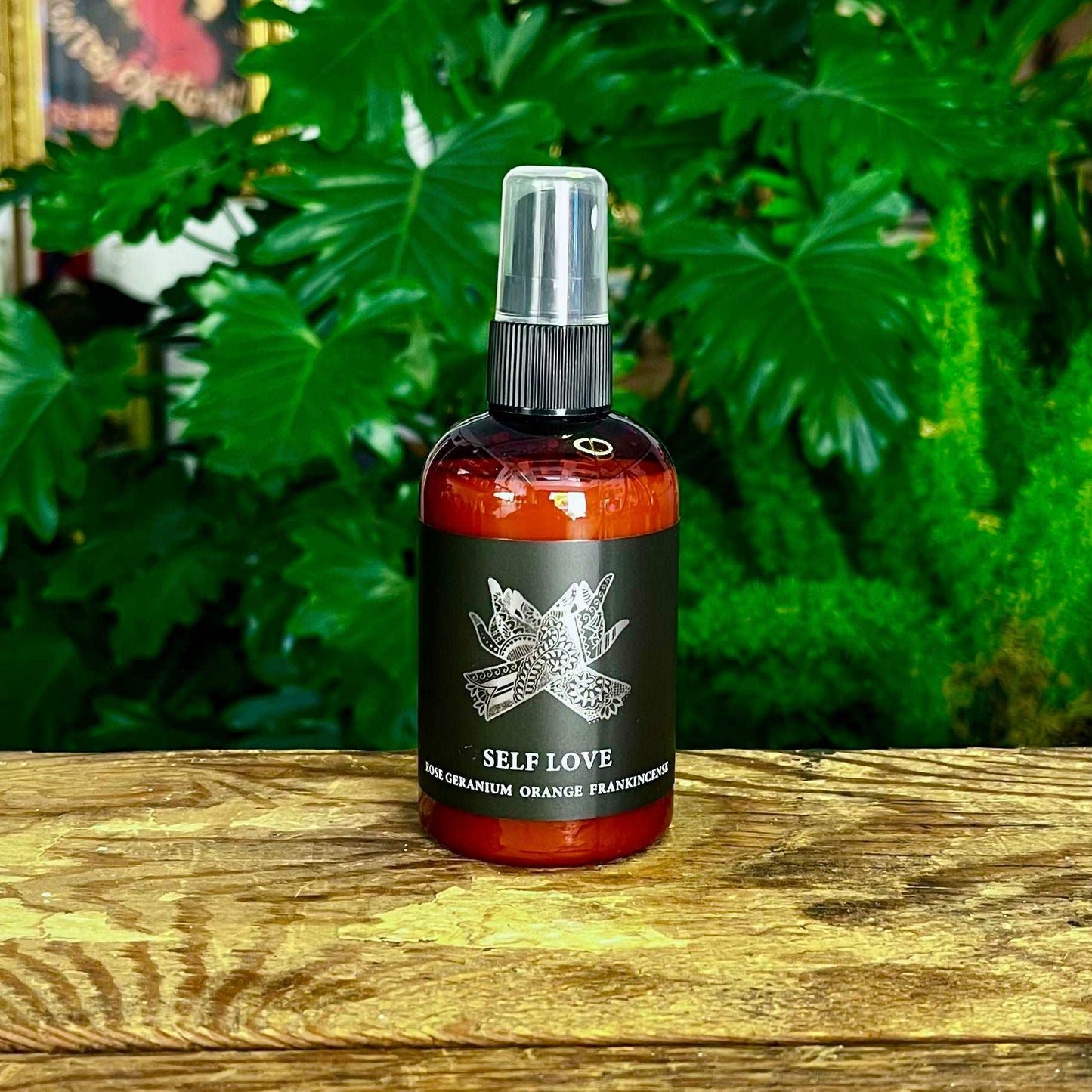 4 oz Self Love Body Mist with Organic Essential Oils of Rose Geranium, Orange, and Frankincense, Infused with a Crystal for Nurturing and Positivity
