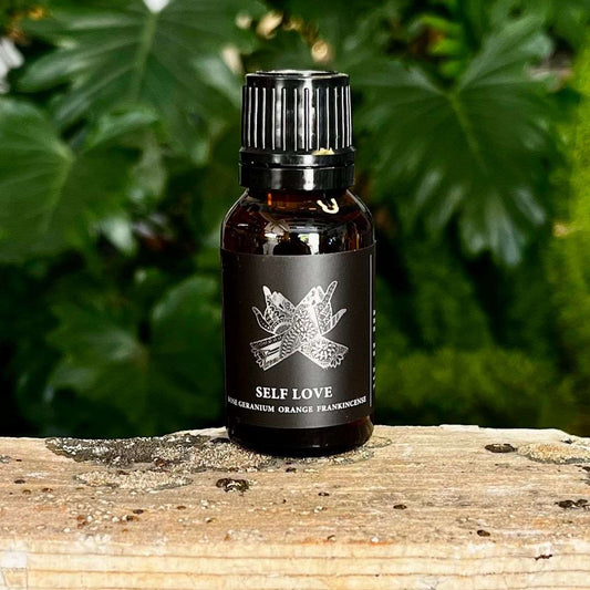 0.5 oz Self Love Essential Oil Blend with a Proprietary Blend of Organic Essential Oils, Organic Fractionated Coconut Oil, and a Crystal Charged Under the Moon for Nurturing and Positivity