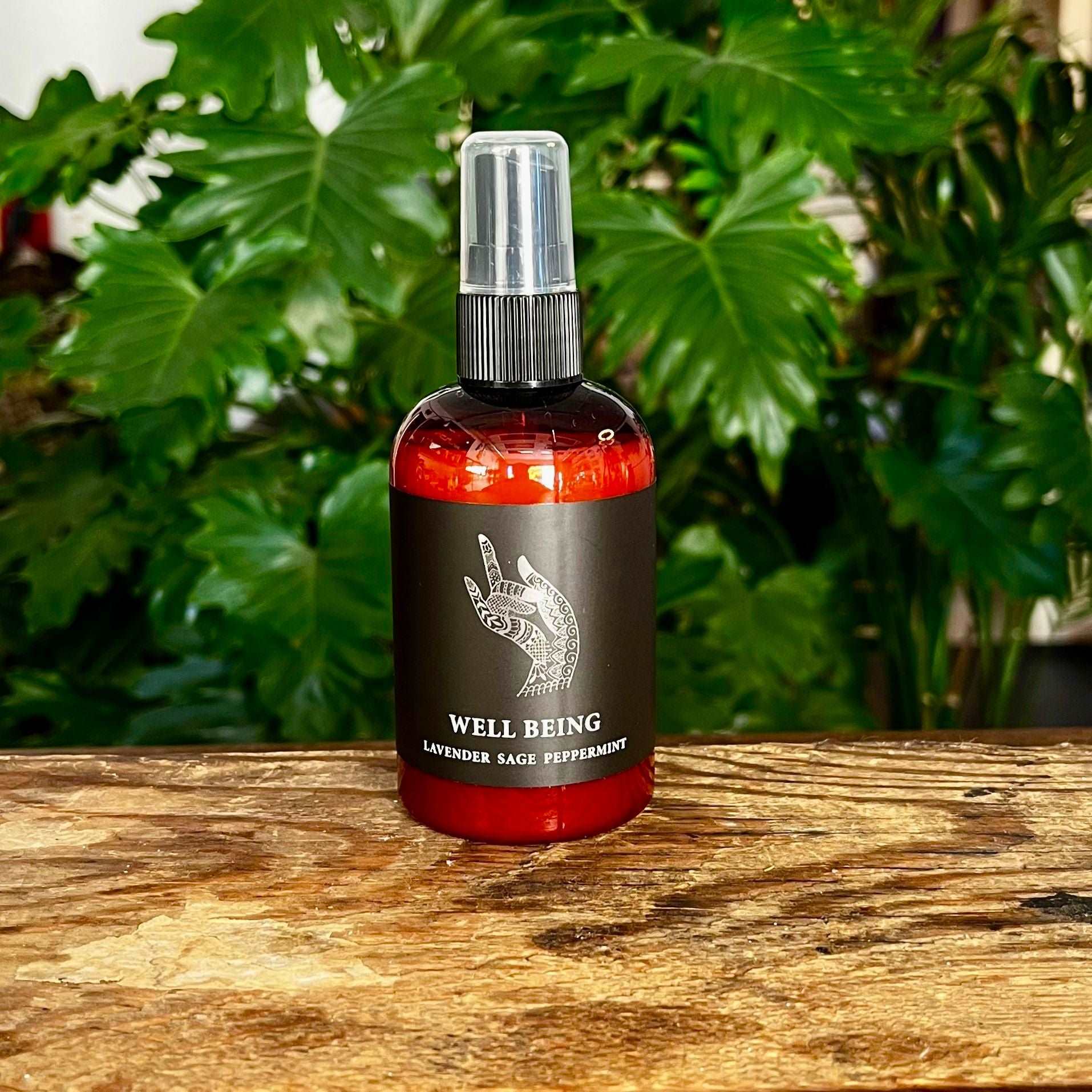 4 oz Well Being Body Mist with Organic Essential Oils of Lavender, Sage, and Peppermint, Infused with a Crystal for Relaxation and Uplifted Spirits