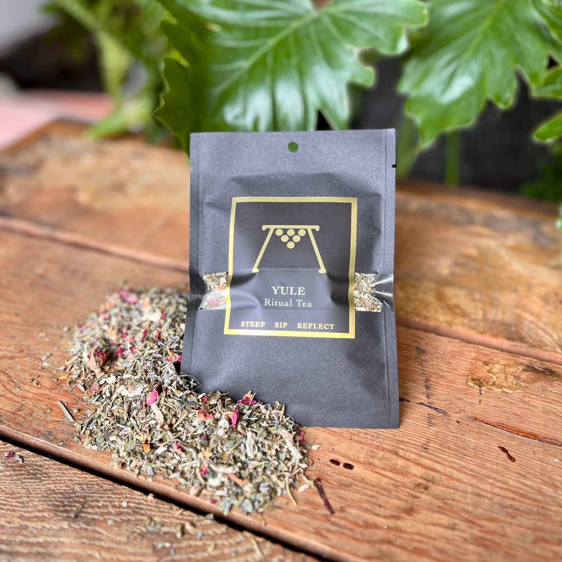 Savor the magic of our Yule | Winter Solstice Ritual Tea, an organic blend of Ashwagandha, Peppermint, Marshmallow Root, Lemon Balm, Lavender, Rose, Linden Flower, Rosemary, and Catnip. Crafted for the Winter Solstice, this enchanting infusion offers a soothing and aromatic experience, perfect for enhancing your festive rituals and celebrations.
